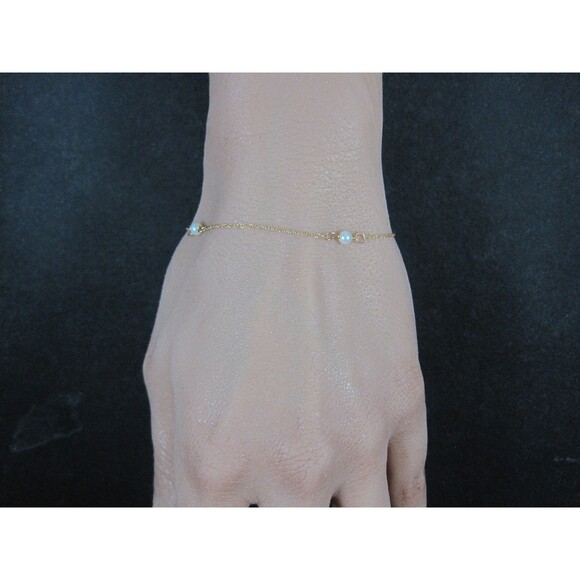 Dainty Vintage 14k Pearl Bracelet 5.5 Inches - Picture 9 of 10